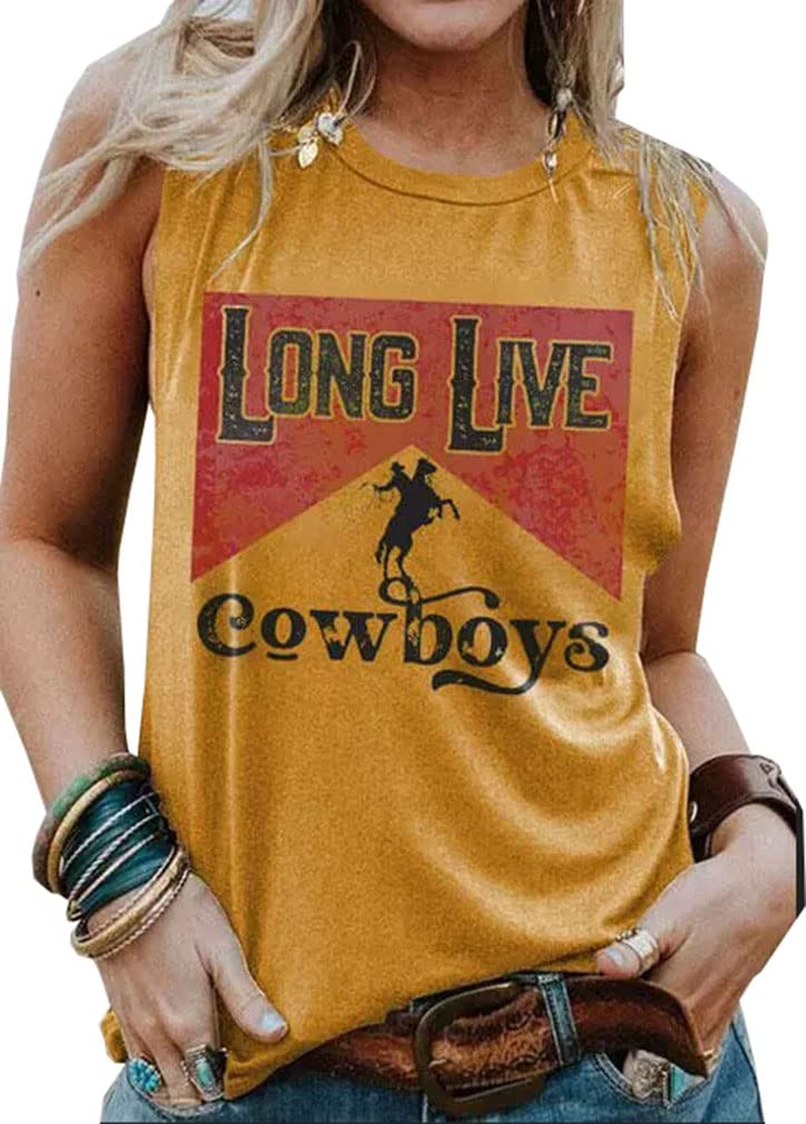 Not My First Rodeo Tank Tops Women Sleeveless Western Graphic Vintage Tees V Neck Ring Hole Casual Cowgirls Tank Vest (Yellow1 XX-Large)